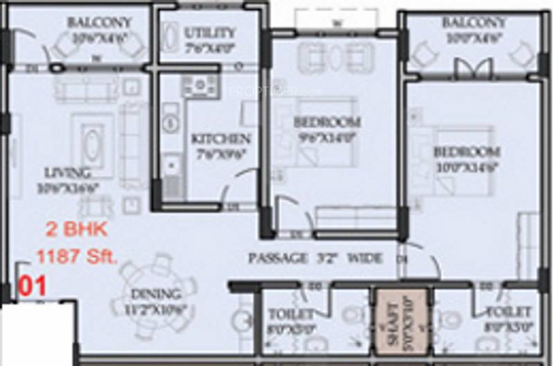 Manasa Thirtha (2BHK+2T (1,187 sq ft) 1187 sq ft)