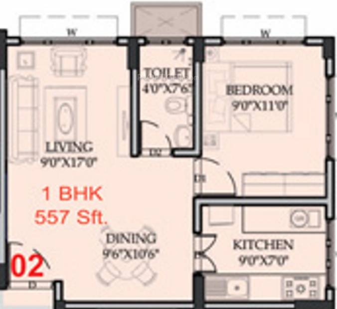 Manasa Thirtha (1BHK+1T (557 sq ft) 557 sq ft)