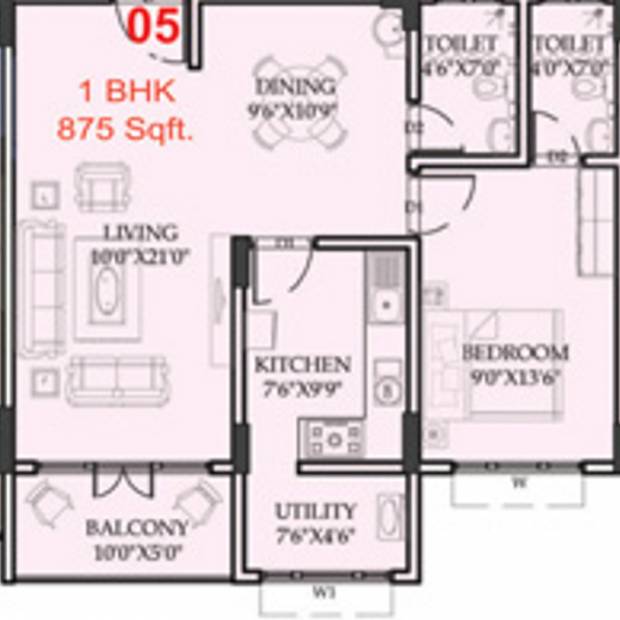 Manasa Thirtha (1BHK+1T (875 sq ft) 875 sq ft)