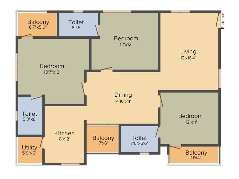 Affinity Silver Oak Enclave (3BHK+3T (1,620 sq ft) 1620 sq ft)