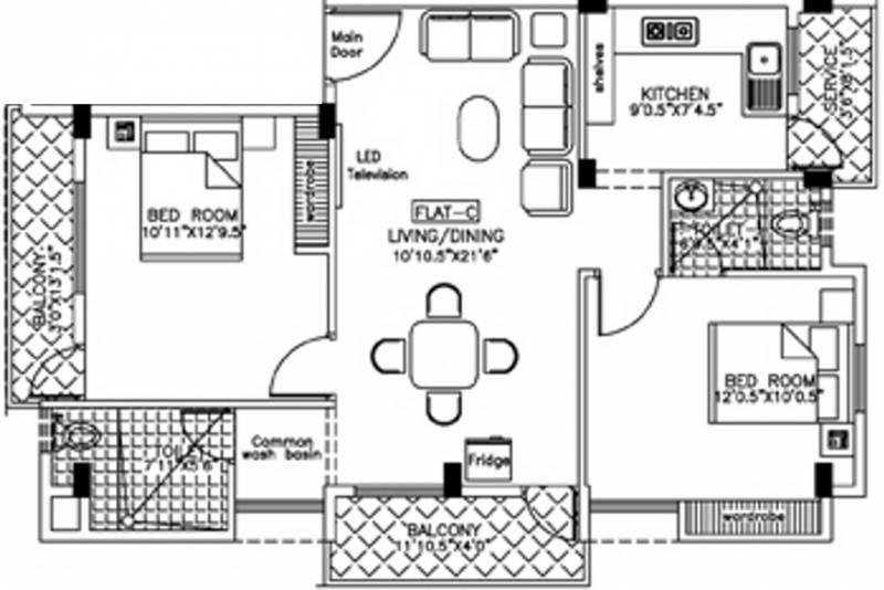 JR Sai Samarath (2BHK+2T (1,032 sq ft) 1032 sq ft)