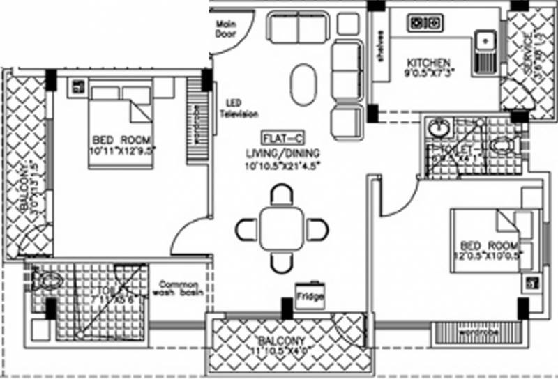 JR Sai Samarath (2BHK+2T (1,047 sq ft) 1047 sq ft)