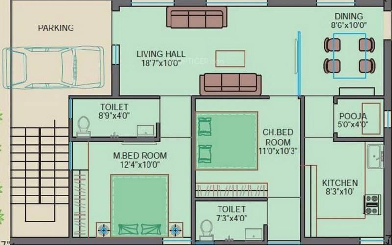 SV SM Enclave Villa (2BHK+2T (1,100 sq ft) 1100 sq ft)