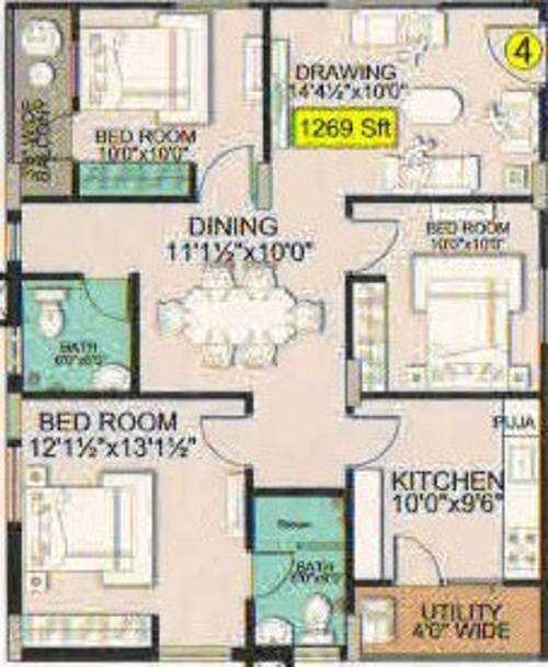 SV Enclave (3BHK+2T (1,269 sq ft) 1269 sq ft)