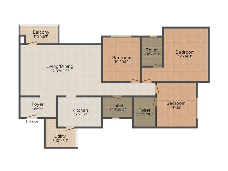 SJR Water Mark (3BHK+3T (1,655 sq ft) 1655 sq ft)