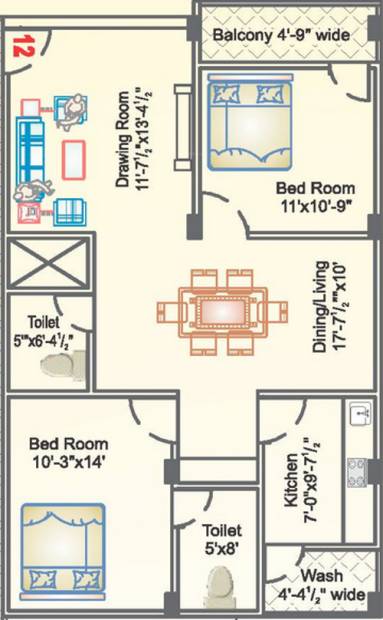 Lakshmi Infratech Sapphire (2BHK+2T (1,158 sq ft) 1158 sq ft)