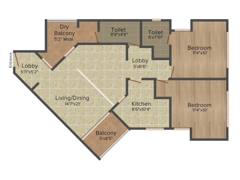 Pataskar Eclat (2BHK+2T (1,246 sq ft) 1246 sq ft)