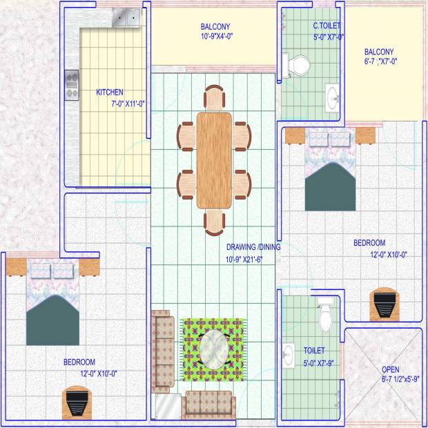 IPG Sez View (2BHK+2T (1,035 sq ft) 1035 sq ft)
