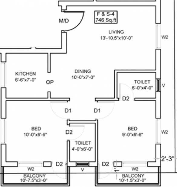 Inforich Yesodha GRB Flats (2BHK+2T (746 sq ft) 746 sq ft)