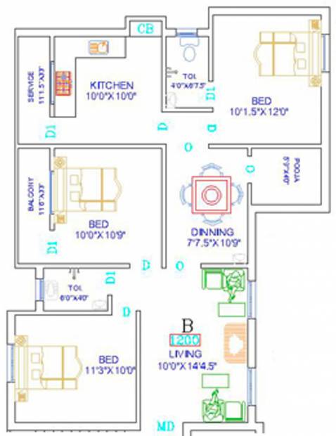 Suprabhath Constructions Suprabhath 1 (3BHK+2T (1,200 sq ft) + Pooja Room 1200 sq ft)