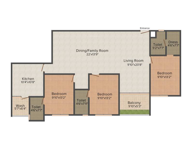 Veegaland Petunia And Begonia (3BHK+3T (1,780 sq ft) 1780 sq ft)