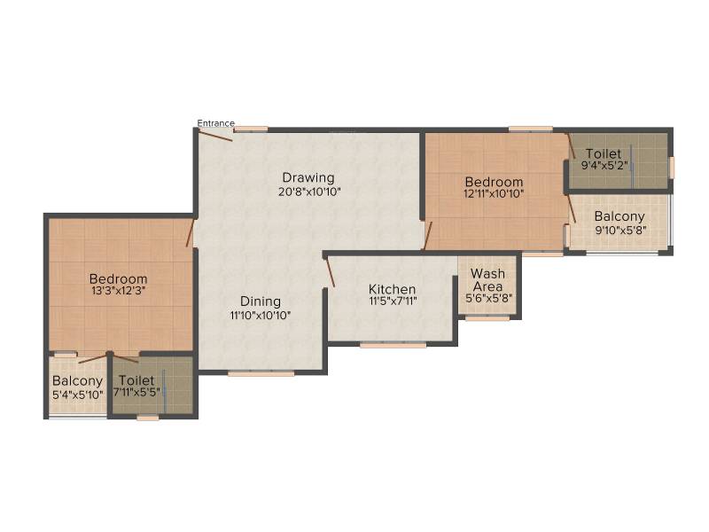 Aby Eco Garden (2BHK+2T (1,271 sq ft) 1271 sq ft)