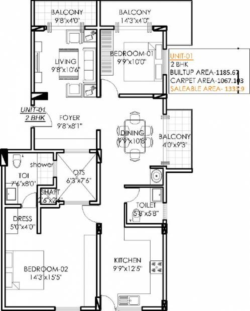 MV Rachana (2BHK+2T (1,333 sq ft) 1333 sq ft)