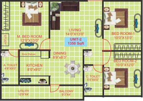 Prakruthi Enclave (3BHK+2T (1,350 sq ft) 1350 sq ft)