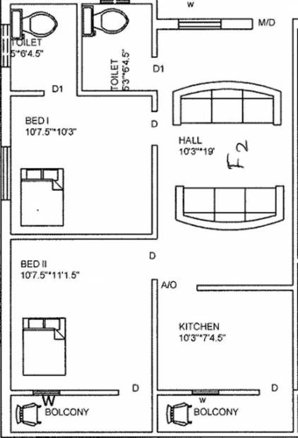 Om Enclave (2BHK+2T (847 sq ft) 847 sq ft)