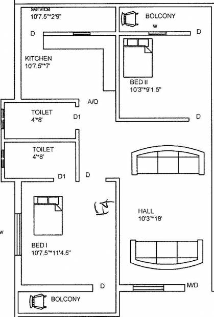 Om Enclave (2BHK+2T (818 sq ft) 818 sq ft)