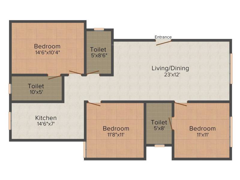 Time And Space Group Infinity (3BHK+3T (1,295 sq ft) 1295 sq ft)