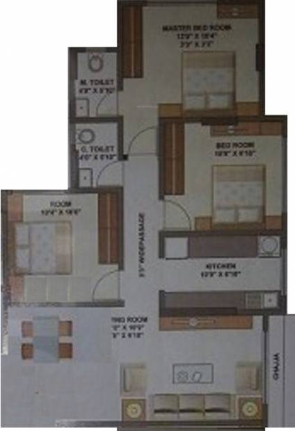 Aakar Rajmahal (3BHK+3T (1,030 sq ft) 1030 sq ft)