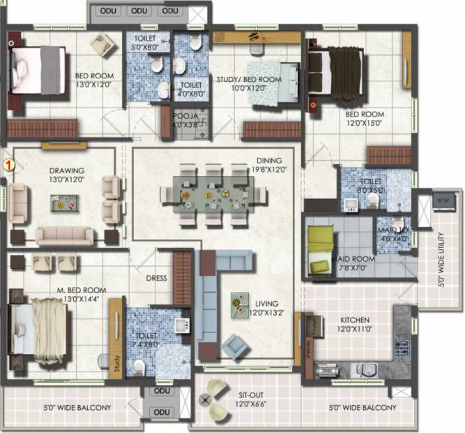 DSR Fortune Prime (4BHK+5T (2,655 sq ft) + Servant Room 2655 sq ft)