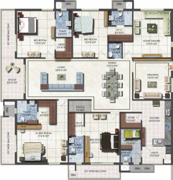 DSR Fortune Prime (4BHK+5T (3,975 sq ft) + Servant Room 3975 sq ft)