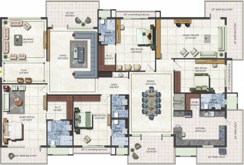 DSR Fortune Prime (4BHK+4T (5,860 sq ft)   Pooja Room 5860 sq ft)