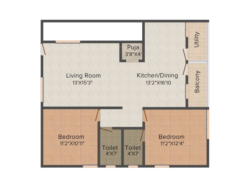 Pragathi Royale II (2BHK+2T (1,100 sq ft) 1100 sq ft)