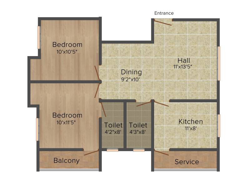 Sree Guru Viswaas 2BHK+2T (899 sq ft)