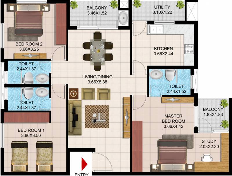 Sree Malyadri Saideep Hulas (3BHK+3T (1,705 sq ft)   Study Room 1705 sq ft)