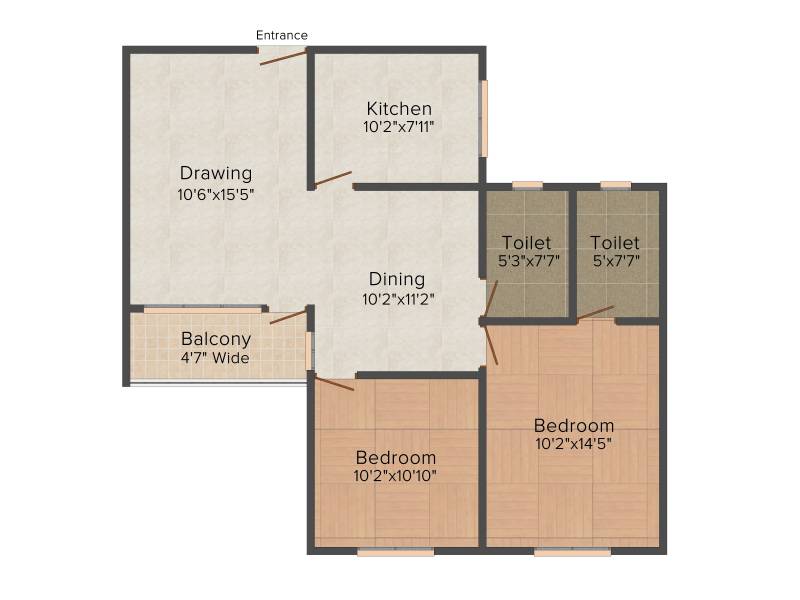 Veegaland Kings Town (2BHK+2T (1,110 sq ft) 1110 sq ft)