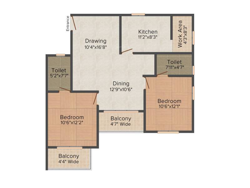 Veegaland Kings Town (2BHK+2T (1,205 sq ft) 1205 sq ft)