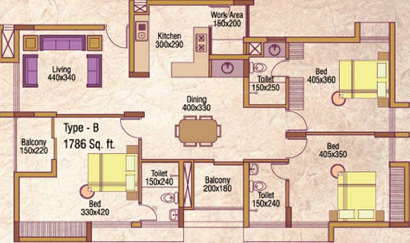 Lotus Padmahara (3BHK+3T (1,786 sq ft) 1786 sq ft)