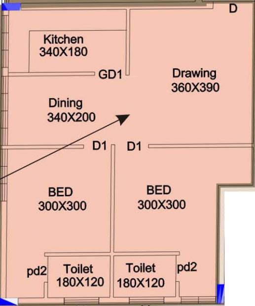  Chandrathara Phase 1 (2BHK+2T (930 sq ft) 930 sq ft)