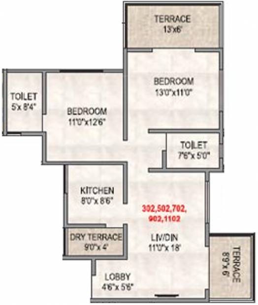 Vastu River Nest Phase 2 (2BHK+2T (1,077 sq ft) 1077 sq ft)