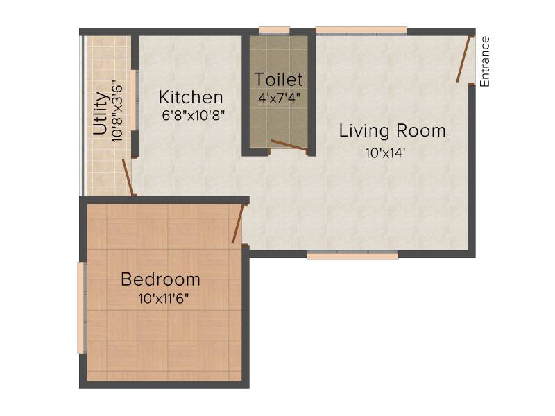 Radiant Lake View (1BHK+1T (575 sq ft) 575 sq ft)