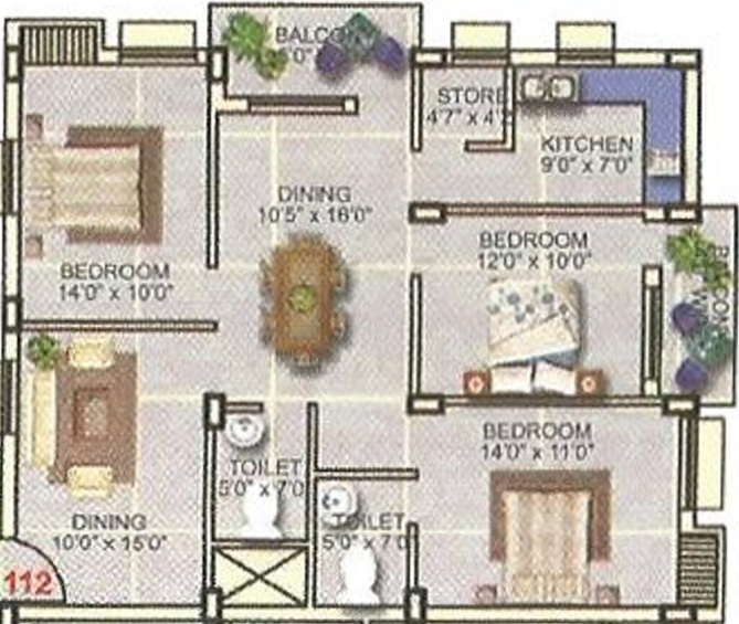 Krishna Panchavati Residency (3BHK+2T (1,532 sq ft) 1532 sq ft)