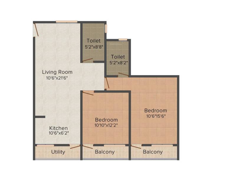 Innovative Aqua Front (2BHK+2T (1,180 sq ft) 1180 sq ft)