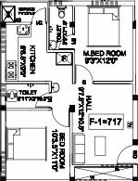 Sri Lakshmi Ram Constructions Sri Krishna Palace B (2BHK+2T (717 sq ft) 717 sq ft)