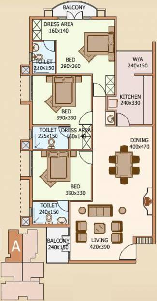 Royal Projects Saphire (3BHK+3T (1,550 sq ft) 1550 sq ft)