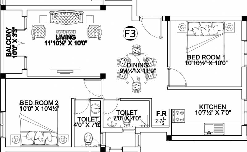 MS MM Oasis Phase II (2BHK+2T (884 sq ft) 884 sq ft)
