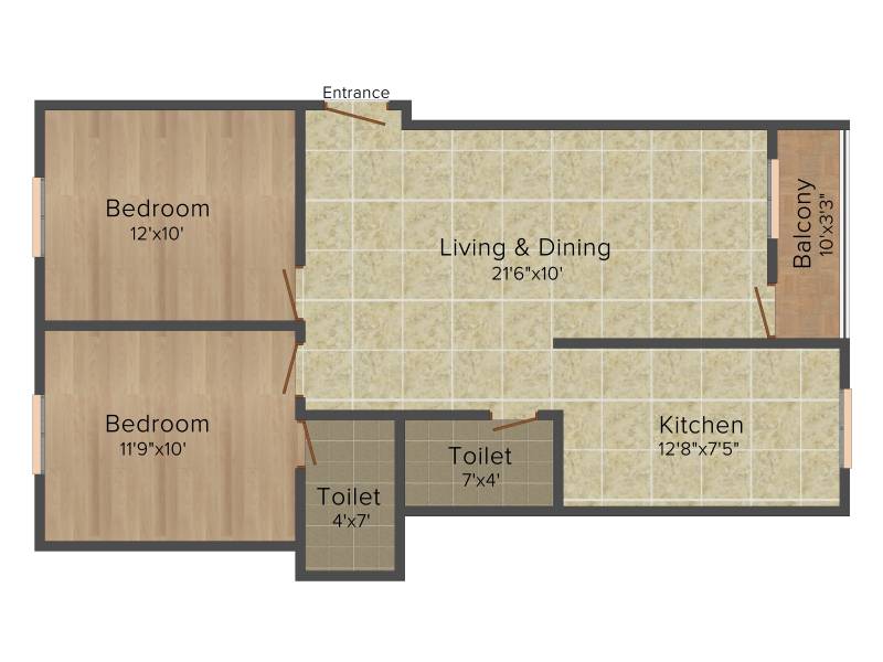 MS MM Oasis Phase II (2BHK+2T (917 sq ft) 917 sq ft)