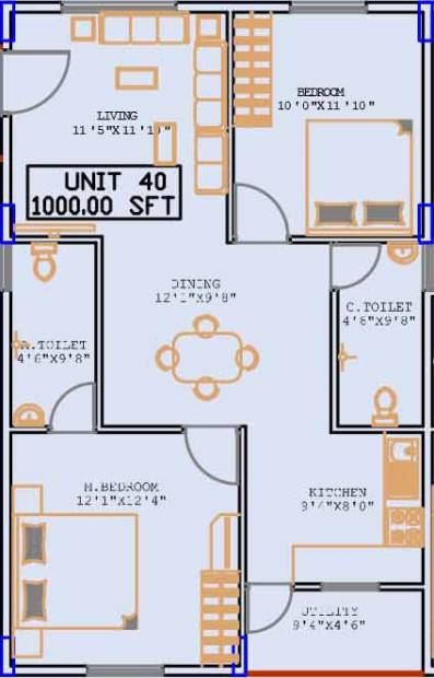 Prabhavathi Elegant (2BHK+2T (1,000 sq ft) 1000 sq ft)