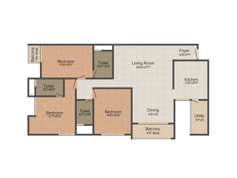 Umiya Willows (3BHK+5T (2,150 sq ft)   Servant Room 2150 sq ft)