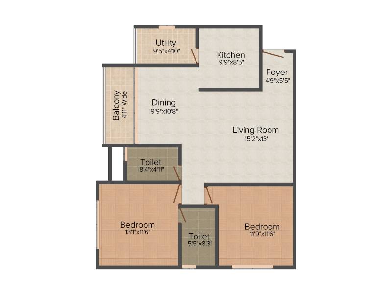 Umiya Willows (2BHK+2T (1,295 sq ft) 1295 sq ft)