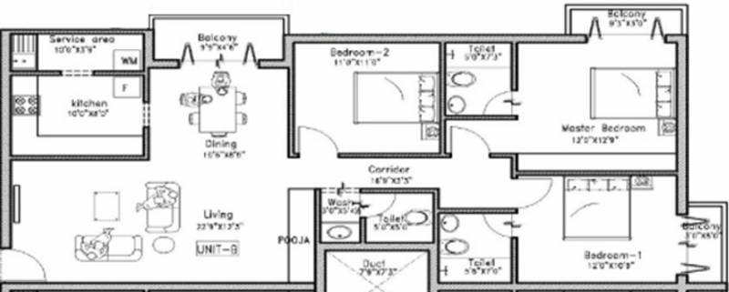 GRCL Mahalakshmi (3BHK+3T (1,475 sq ft) 1475 sq ft)