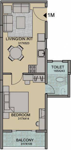 Unidesign Vykundam (1BHK+1T (679 sq ft) 679 sq ft)