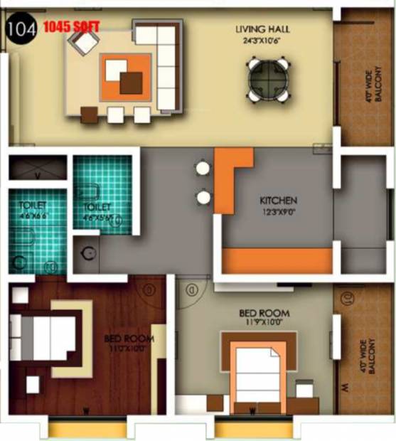 Bharath Developers Ananth (2BHK+2T (1,045 sq ft) 1045 sq ft)