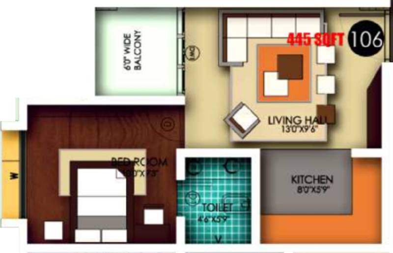 Bharath Developers Ananth (1BHK+1T (445 sq ft) 445 sq ft)