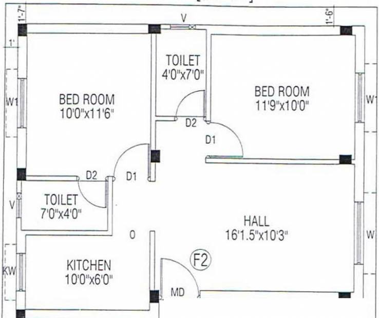 Vishakha Construction Everest Enclave Floor Plan (2BHK+2T (700 sq ft) 700 sq ft)