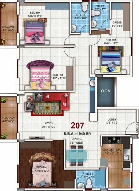 Sumukha Maple Grove (4BHK+3T (1,940 sq ft) 1940 sq ft)