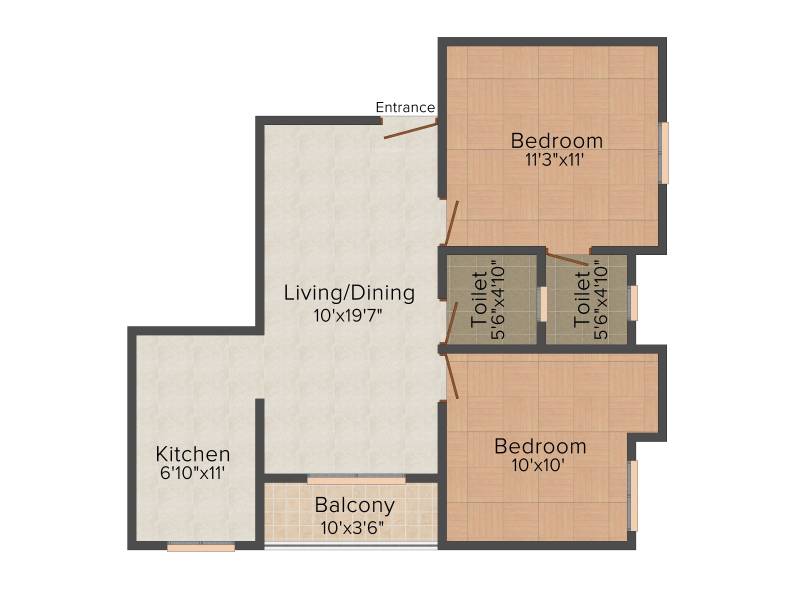 Arjun Durja (2BHK+2T (822 sq ft) 822 sq ft)